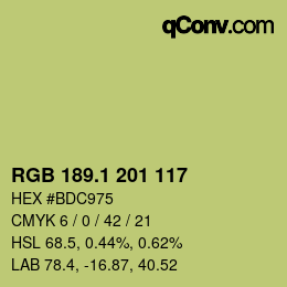 カラーコード: RGB 189.1 201 117 | qconv.com