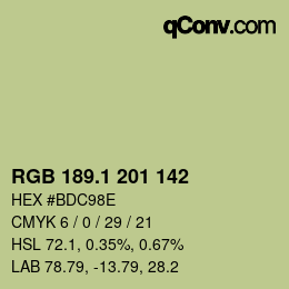 カラーコード: RGB 189.1 201 142 | qconv.com