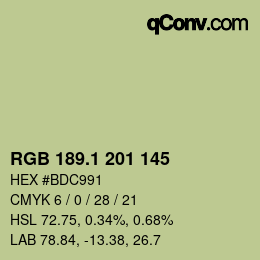 カラーコード: RGB 189.1 201 145 | qconv.com