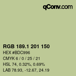 カラーコード: RGB 189.1 201 150 | qconv.com