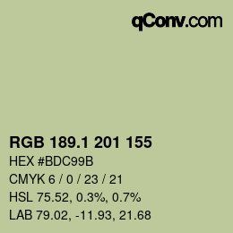 カラーコード: RGB 189.1 201 155 | qconv.com