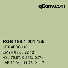 カラーコード: RGB 189.1 201 156 | qconv.com