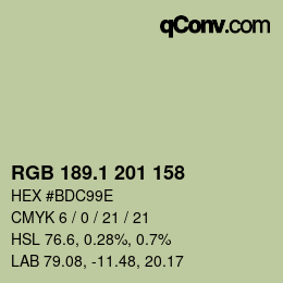 Color code: RGB 189.1 201 158 | qconv.com