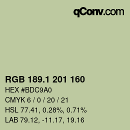 カラーコード: RGB 189.1 201 160 | qconv.com