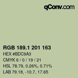 Color code: RGB 189.1 201 163 | qconv.com
