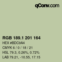 カラーコード: RGB 189.1 201 164 | qconv.com