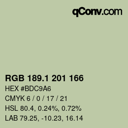 カラーコード: RGB 189.1 201 166 | qconv.com