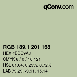 Color code: RGB 189.1 201 168 | qconv.com