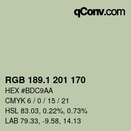 カラーコード: RGB 189.1 201 170 | qconv.com