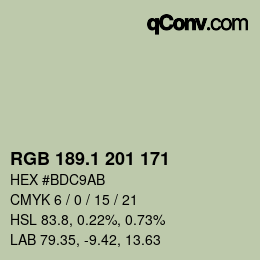 カラーコード: RGB 189.1 201 171 | qconv.com
