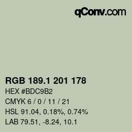 Color code: RGB 189.1 201 178 | qconv.com