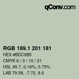 カラーコード: RGB 189.1 201 181 | qconv.com