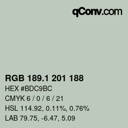 Color code: RGB 189.1 201 188 | qconv.com