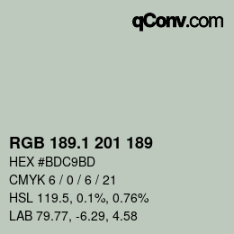 カラーコード: RGB 189.1 201 189 | qconv.com