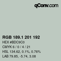 カラーコード: RGB 189.1 201 192 | qconv.com