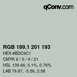 Color code: RGB 189.1 201 193 | qconv.com