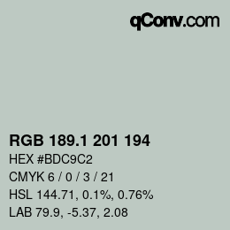 カラーコード: RGB 189.1 201 194 | qconv.com