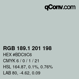 Color code: RGB 189.1 201 198 | qconv.com