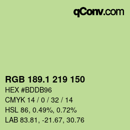 カラーコード: RGB 189.1 219 150 | qconv.com