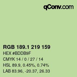カラーコード: RGB 189.1 219 159 | qconv.com