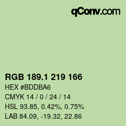 カラーコード: RGB 189.1 219 166 | qconv.com