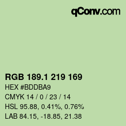 カラーコード: RGB 189.1 219 169 | qconv.com