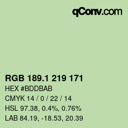 カラーコード: RGB 189.1 219 171 | qconv.com