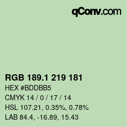 カラーコード: RGB 189.1 219 181 | qconv.com
