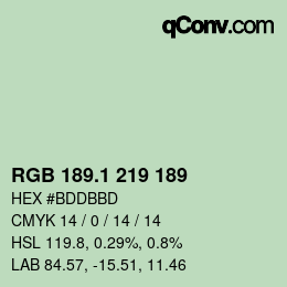 カラーコード: RGB 189.1 219 189 | qconv.com
