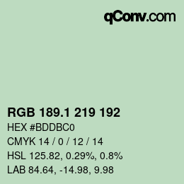 カラーコード: RGB 189.1 219 192 | qconv.com