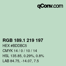 カラーコード: RGB 189.1 219 197 | qconv.com