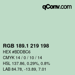 カラーコード: RGB 189.1 219 198 | qconv.com