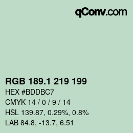 カラーコード: RGB 189.1 219 199 | qconv.com