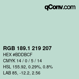Color code: RGB 189.1 219 207 | qconv.com
