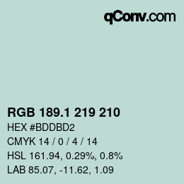 Color code: RGB 189.1 219 210 | qconv.com