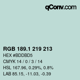 カラーコード: RGB 189.1 219 213 | qconv.com