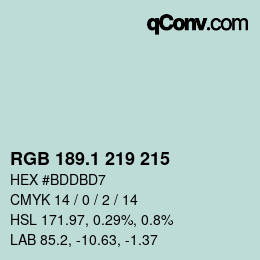 Farbcode: RGB 189.1 219 215 | qconv.com