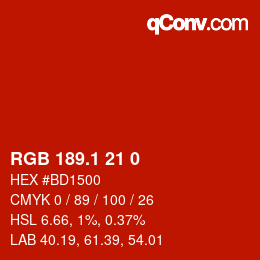 カラーコード: RGB 189.1 21 0 | qconv.com