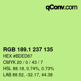 カラーコード: RGB 189.1 237 135 | qconv.com