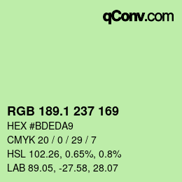 カラーコード: RGB 189.1 237 169 | qconv.com