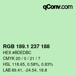 カラーコード: RGB 189.1 237 188 | qconv.com