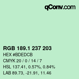 カラーコード: RGB 189.1 237 203 | qconv.com