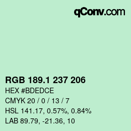 Color code: RGB 189.1 237 206 | qconv.com