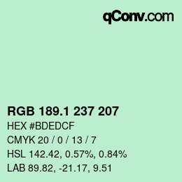 カラーコード: RGB 189.1 237 207 | qconv.com