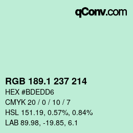 カラーコード: RGB 189.1 237 214 | qconv.com