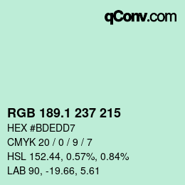 カラーコード: RGB 189.1 237 215 | qconv.com
