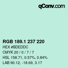 カラーコード: RGB 189.1 237 220 | qconv.com