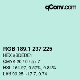 カラーコード: RGB 189.1 237 225 | qconv.com