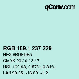 Color code: RGB 189.1 237 229 | qconv.com