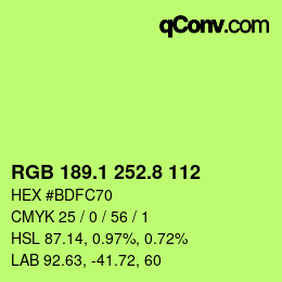 カラーコード: RGB 189.1 252.8 112 | qconv.com